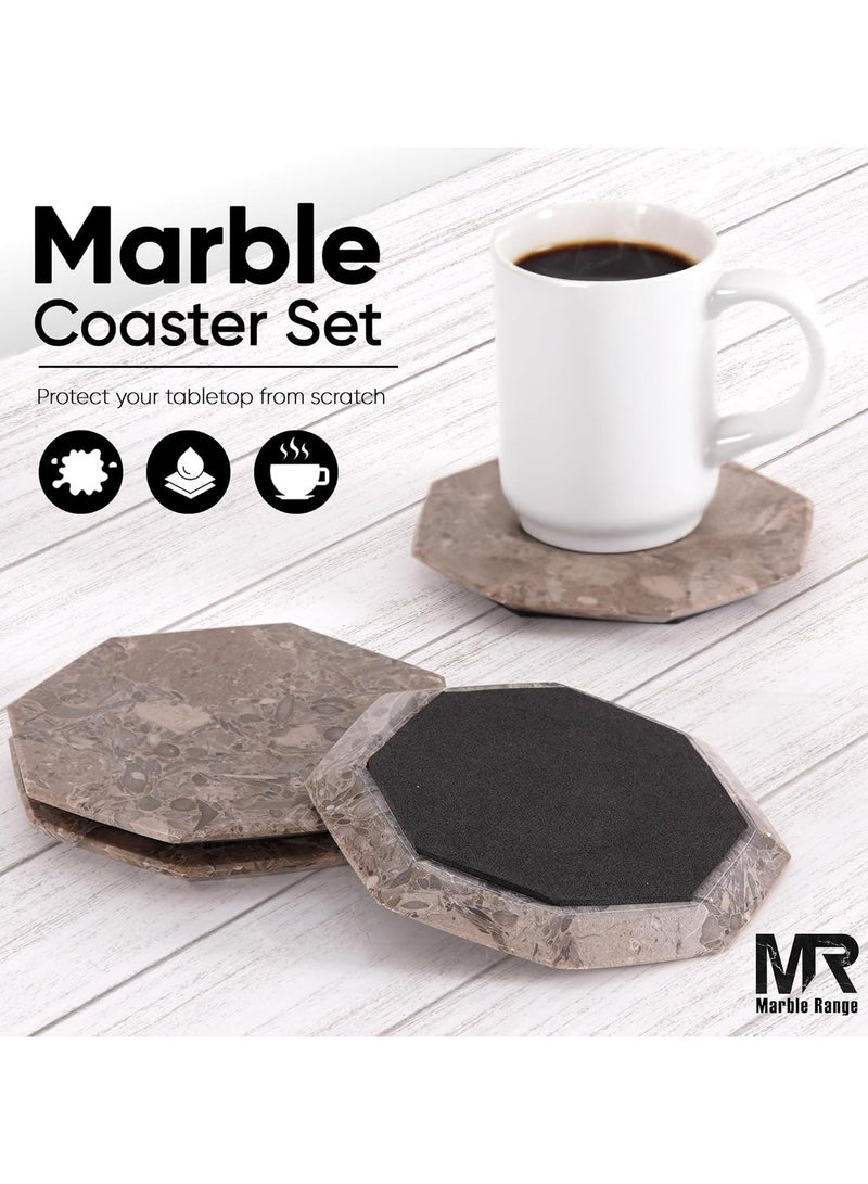 MARBLE RANGE Handmade Oceanic Marble Coasters Set of 6, Drink Coasters with Holder for Dining Table, Coffee Bar Accessories, Home Décor, Perfect for Kitchen, Living Room, or Gift - Image 4
